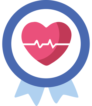 Heart with medical award ribbon icon png