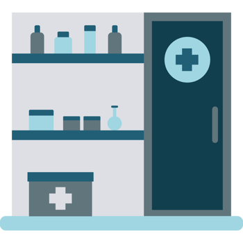 Medical cabinet with supplies icon png