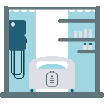 Hospital room with medical equipment icon png