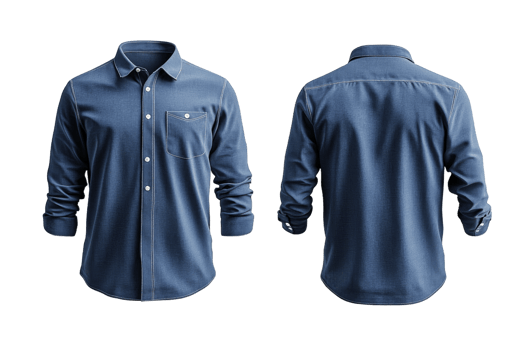 Classic denim shirt with long sleeves in casual style png