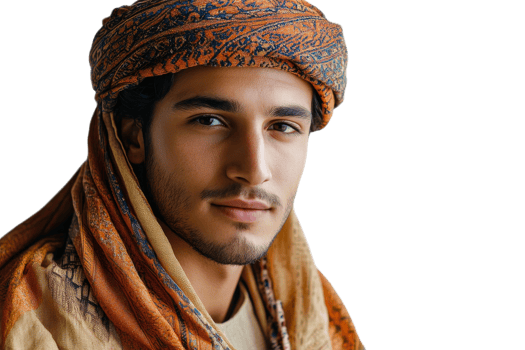 Young man wearing traditional Middle Eastern attire png
