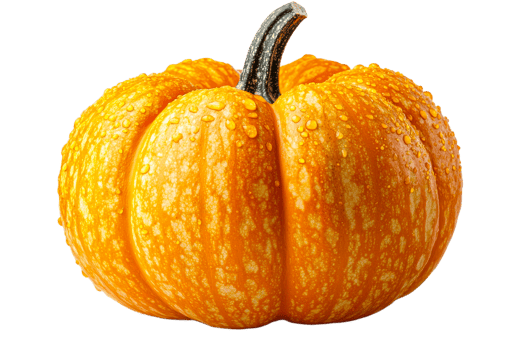 Pumpkin with droplets on clear background png