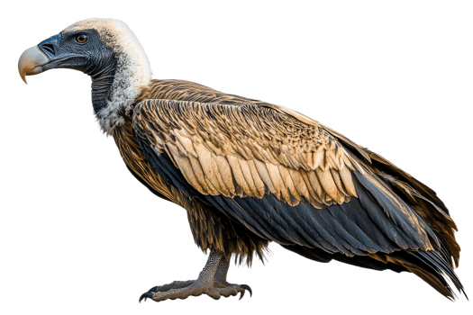 Vulture standing on ground with feathers displayed png