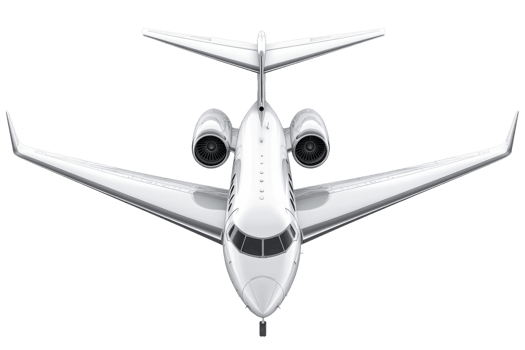 Sleek private jet with transparent background view png
