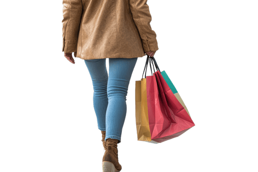 Woman carrying shopping bags on a transparent background png