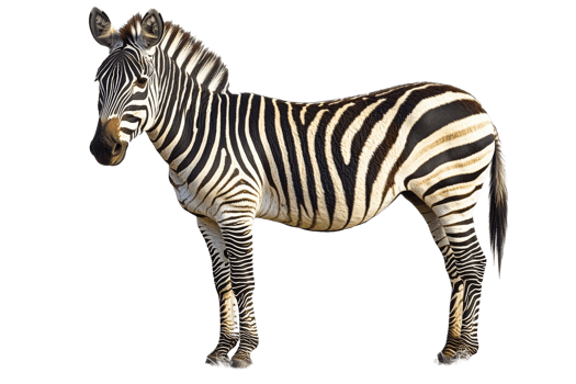 Zebra standing gracefully against a transparent backdrop png