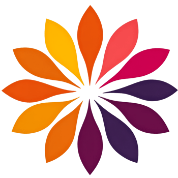 Colorful floral design with bright gradient petals png