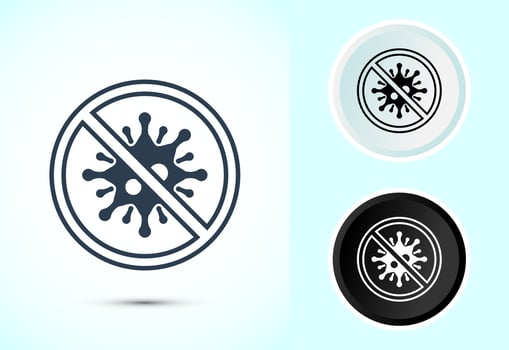 Antibacterial icon illustration, Hygiene label for product packaging, Color black and white vector