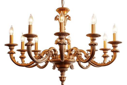 Elegant golden chandelier for stylish home decor png