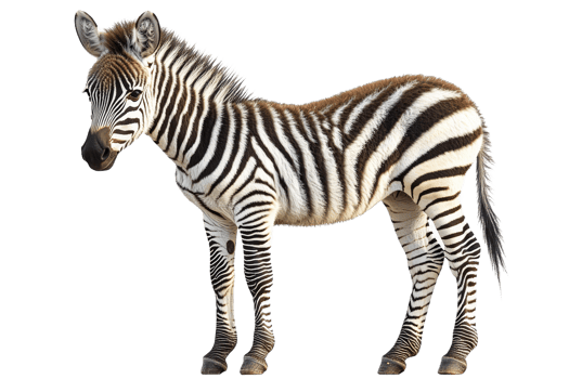 Zebra in natural pose, transparent background png