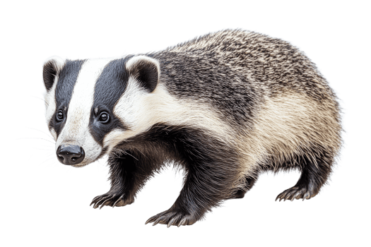 Badger walking on a transparent background png