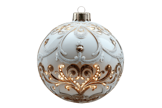 Elegant Christmas ornament with intricate gold detailing png