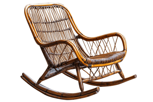Elegant wicker rocking chair with a transparent background png