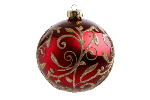 Elegant red ornament with golden designs for holidays png