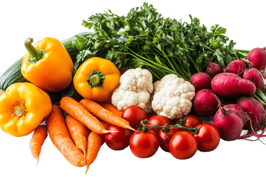 Fresh assorted vegetables on transparent background png