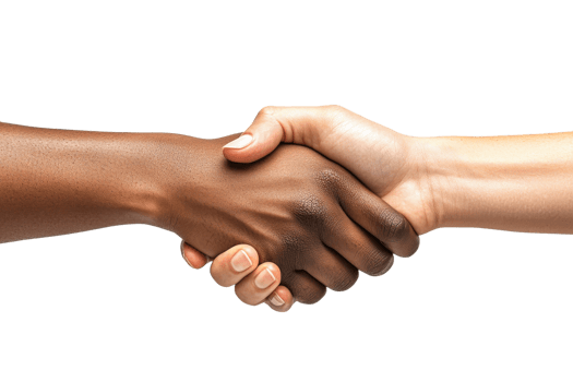 Partnership between diverse individuals during an agreement png