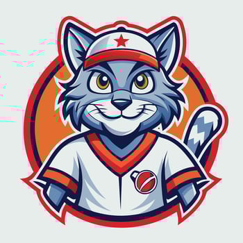 Baseball Cat Mascot Illustration with Cartoonish Style vector