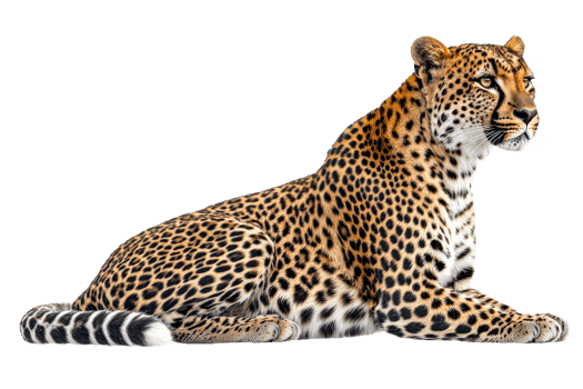 Leopard resting gracefully on transparent background png