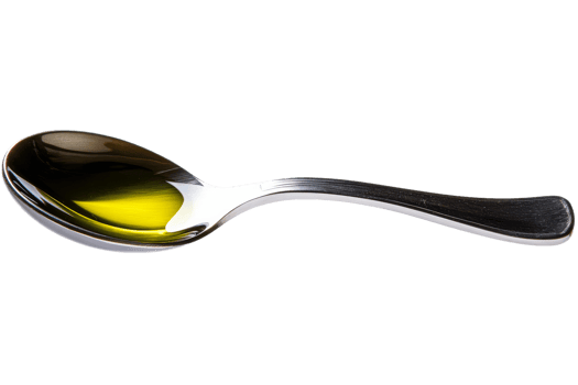 Spoon filled with olive oil on transparent background png
