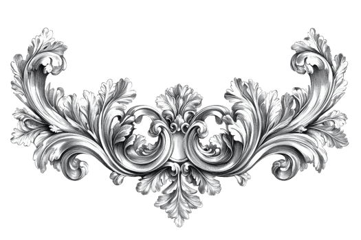 Elegant baroque floral design with intricate details png