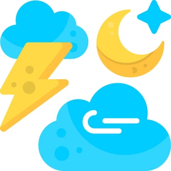 Thunderstorms Night Flat Element Style vector