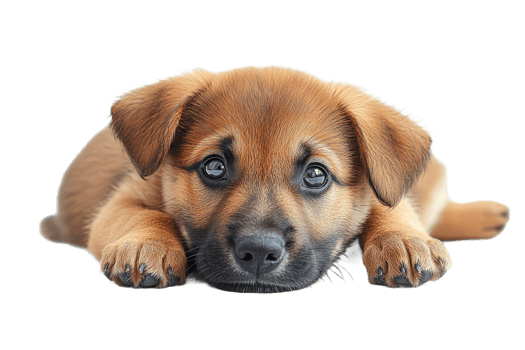 Cute puppy resting on a transparent background png