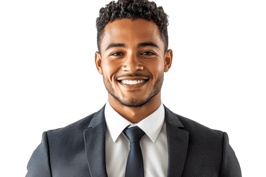 Smiling man in formal attire, exuding confidence png