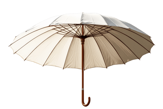 Elegant umbrella with a wooden handle and soft fabric png