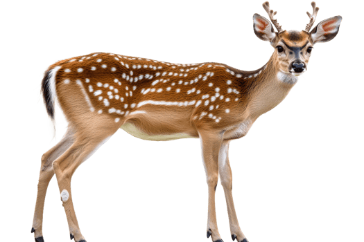 Young male deer with antlers standing calmly png