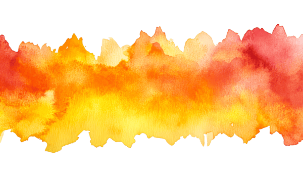 Vibrant watercolor splash in warm hues of orange and yellow png