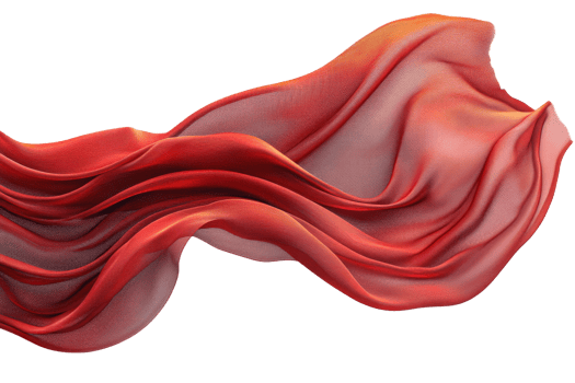 Red wavy textile, flowing fabric, elegant texture, transparent background, cut out transparent png