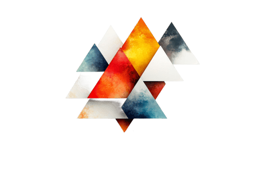 Geometric Arrangement of Colorful Triangles, cut out transparent png