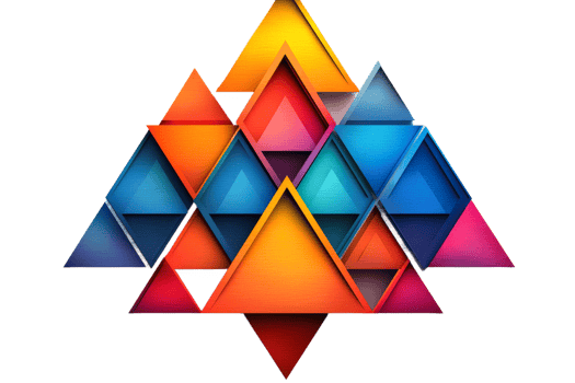 Abstract colorful triangles pattern background texture overlay, cut out transparent png