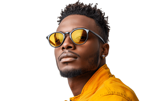 Stylish African American man in sunglasses, cut out transparent png