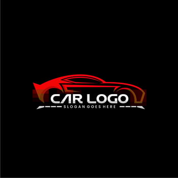 Sports car logo with title and slogan vector