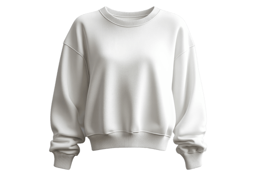 White unisex sweatshirt apparel mockup, cut out transparent png