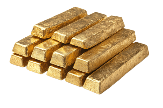 Gold bars stacked, treasure, finance, savings, wealth, investment, cut out transparent png