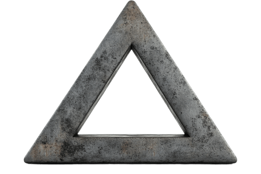 Worn Triangle Symbol, Geometric Shape Cutout on Black Background, cut out transparent png