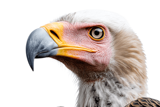 Majestic Griffin Vulture portrait, detailed avian headshot, cut out transparent png