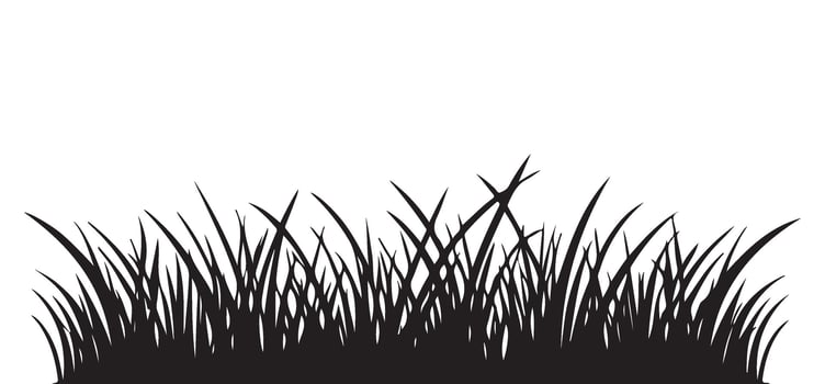 Silhouette Illustration Clump of Fresh Green Grass Simple Image vector