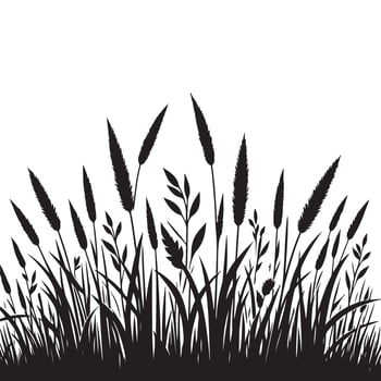 Silhouette Illustration of Tall Grass and Plants vector