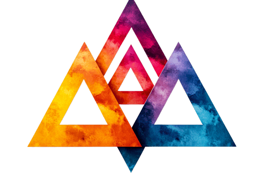 Colorful abstract geometric triangles composition, cut out transparent png