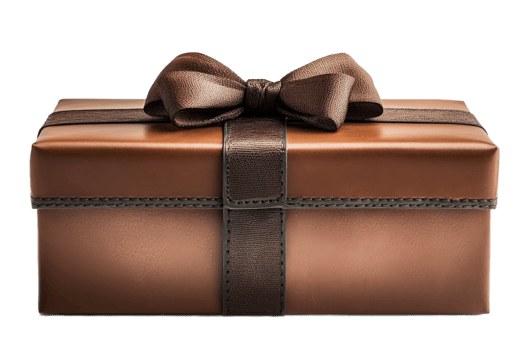 Gift box with a brown ribbon, cutout transparent png