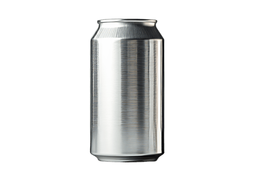 Aluminum beverage can isolated, refreshment container, product, cut out transparent png