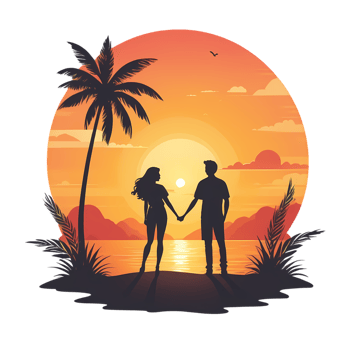Couple holding hands at sunset png