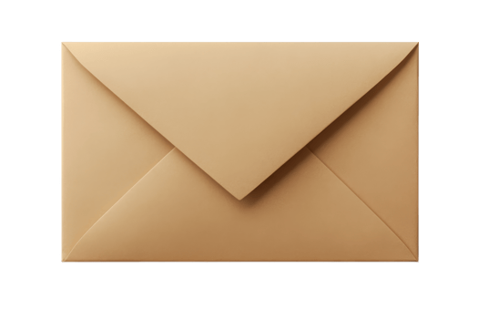 Simple brown envelope, top view background, stationery , cut out transparent png