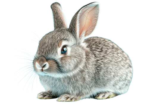 Adorable gray rabbit with long ears, cute, fluffy, cut out transparent png