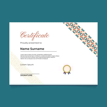 Certificate Template Design with Islamic Geometric Diagonal Ornament Border vector