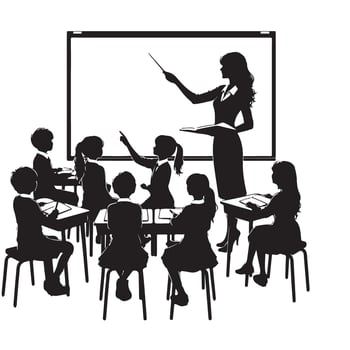 Classroom Education Silhouette Teacher Teaching Students Illustration vector