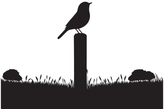 Simple Bird Perched on Post Silhouette Graphic Resource vector
